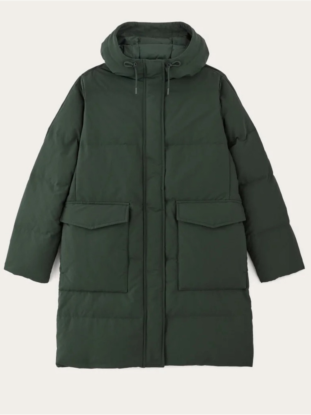 Everlane The Long Puffer Scarab Green Small Recycled Down Hooded Winter Coat NWT